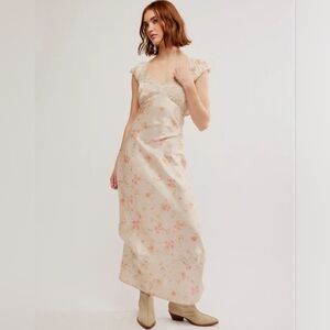 Free People Cream and Pink Maxi Dress